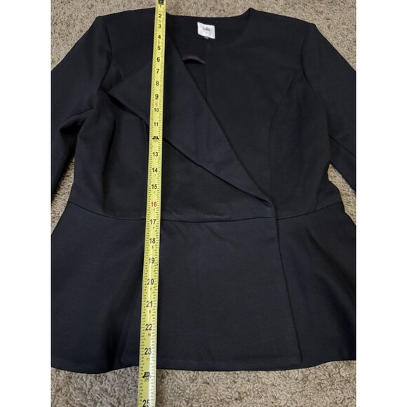 CABI Agency Blazer Jacket Black Snap Button Peplum Ponte Knit Career Office Sz 6 - Picture 12 of 12
